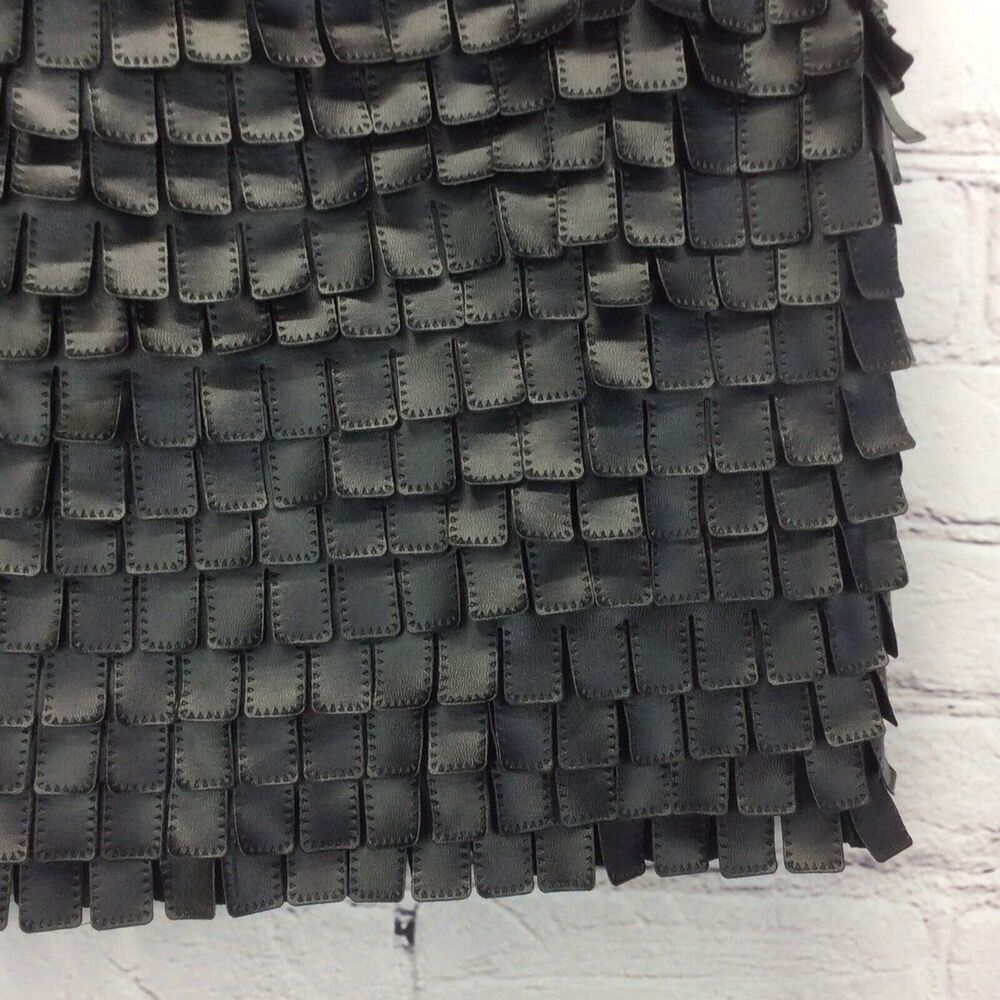 MSSP Max Studio Specialty Products Tiered Mini Skirt Size 12 Black Vegan Leather - Picture 8 of 12
